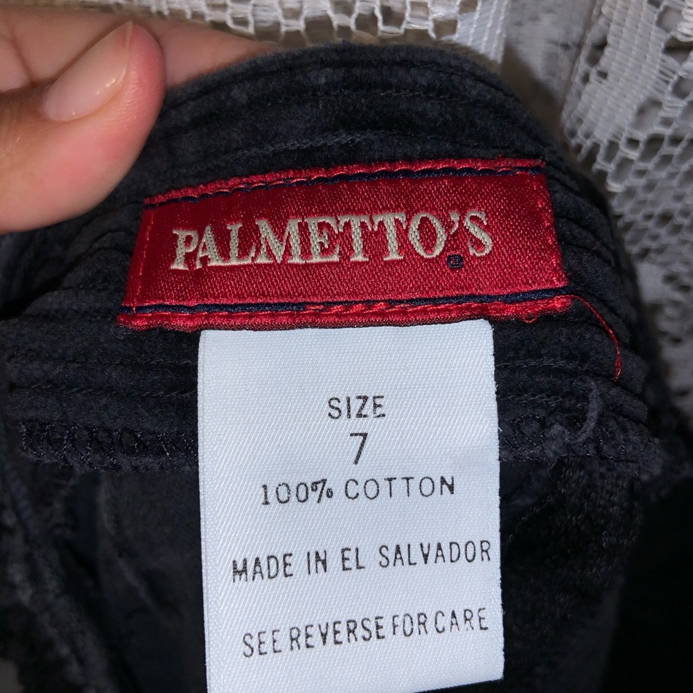 PALMETTO’S SIZE 7 BLACK CORDUROY SKIRT
